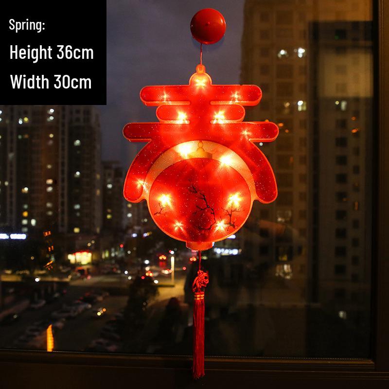LED Festive Suction Cup Lights: Chinese Style  Fu  Red Lanterns for New Year s Decoration