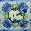 Marushin Moomin Face Quilted Character Organic Antibacterial and Odor 1405039800 Towel, Blue, Design, 100% Cotton, Resistant,