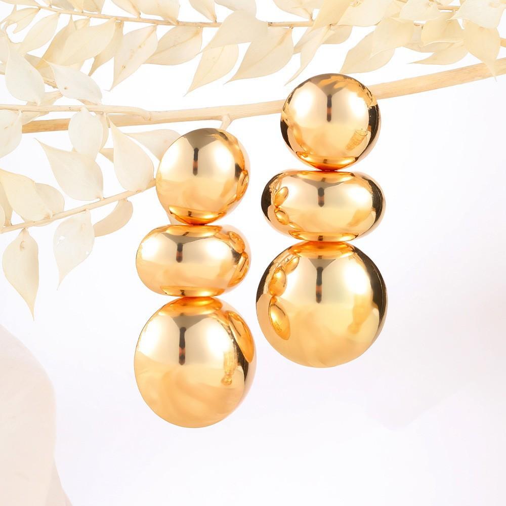 Exaggerated Atmospheric Earrings, Metal Smooth Geometric Round Earrings, Light Luxury And High-End Women'S Temperament Earrings