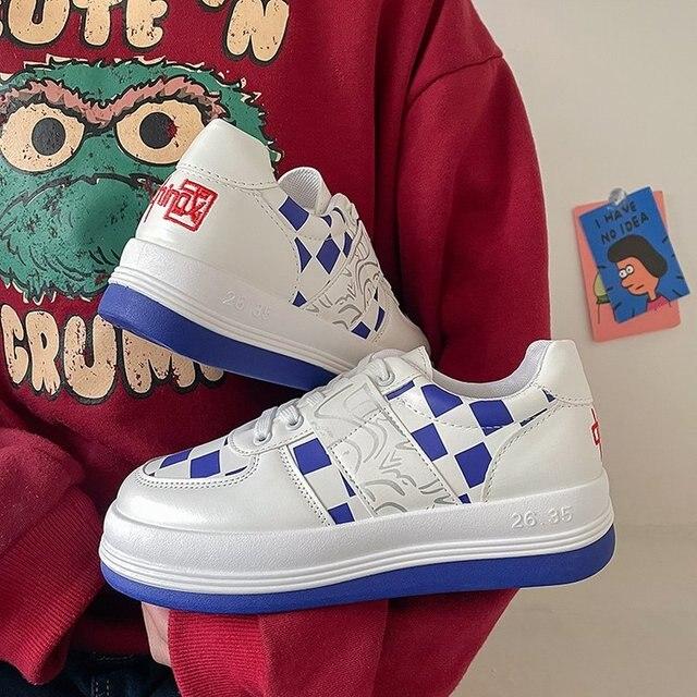 

Летние кроссовки, женские повседневные белые туфли, дышащая женская обувь, обувь на плоской подошве со шнуровкой, модные женские кроссовки для ходьбы 37 синий