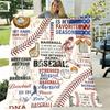 1pc Lodge Style Baseball Themed Flannel Flannel Throw Blanket, 100% Polyester, Digital Print, All Seasons, Soft Cozy Fabric, 200-250gsm, Mixed Color