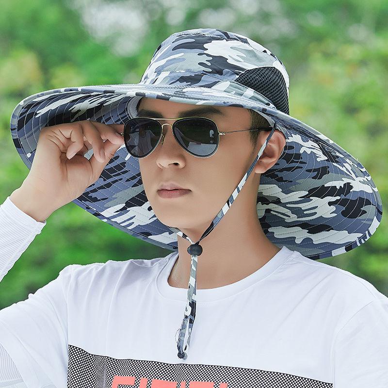 Men's Large Brim Sun Visor Hat Summer Fisherman Hat Straw Hat Enlarged Brim Sun Hat Tourist Fishing Hat Foldable