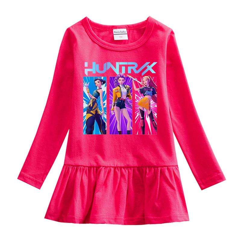 Girls Kpop Rumi Zoey Mira Hunters Print Fashion Cute Pleat Mesh Dress