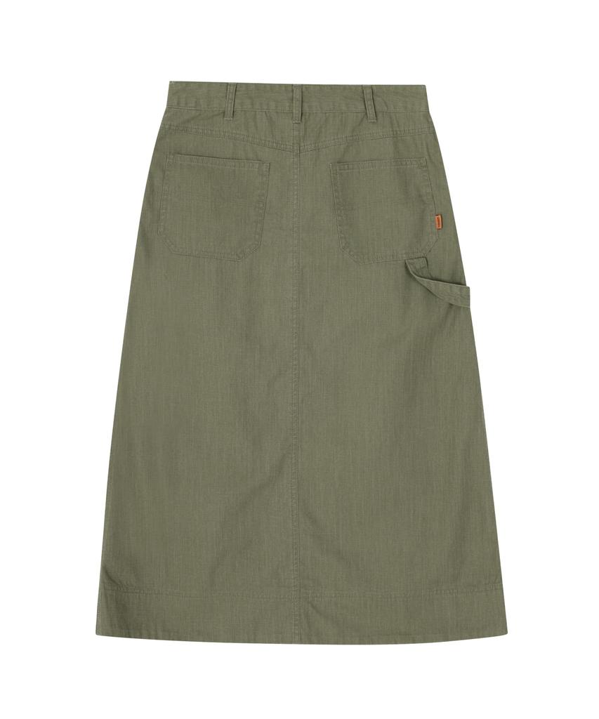 Yunibeosyeolobeolol Slub Fatigue Long Skirt Khaki