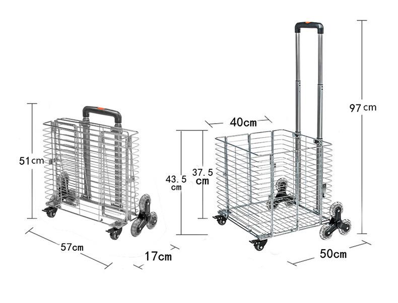 Portable Folding Trolley Cart for Package Pickup and Shopping, In Stock