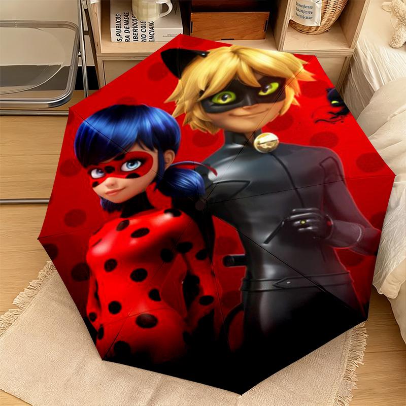 Wunderbare Ladybug Thema Automatischer Regenschirm Geeignet für Reisen Tragbarer Regenschirm Outdoor Sonnenschirm Geschenk Tägliche Notwendigkeiten