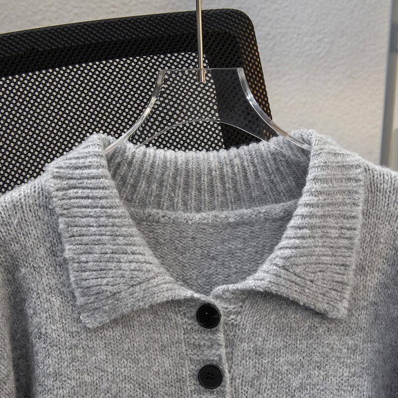 Damen Cartoon Revers Langarm Strickpullover