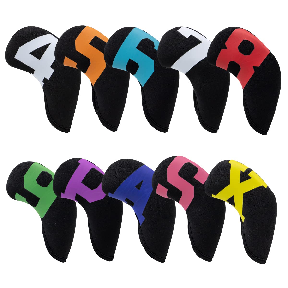 

Golf Iron Cover Neoprene Colorful Numbered Iron Headcovers Set, Material, (Black (10pcs))