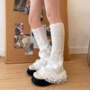 Japanese JK Lace Flare Leg Warmers Winter Warm Knitted Long Socks  for Women & Girls