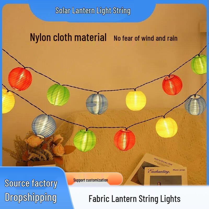 Solar LED Christmas Lantern String Lights - Waterproof Outdoor Courtyard Décor Solar 2 Modes