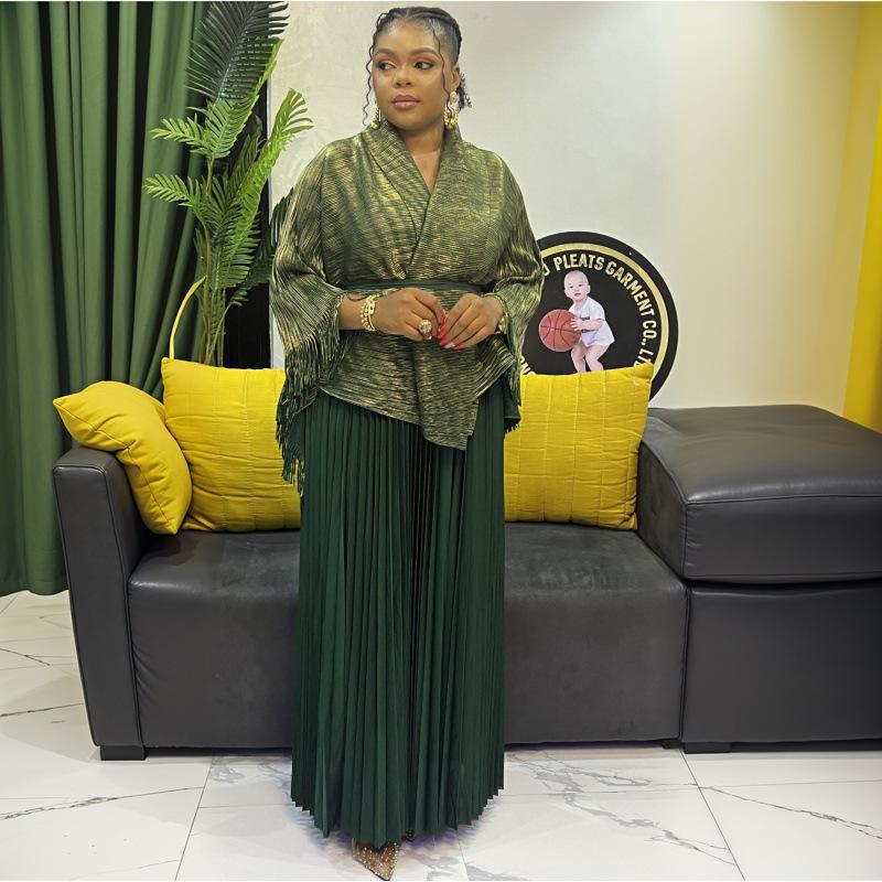 Miyake Falten Damen Sommer 2025 Übergroß Lässig Mode mit Afrikanischem Heißprägung