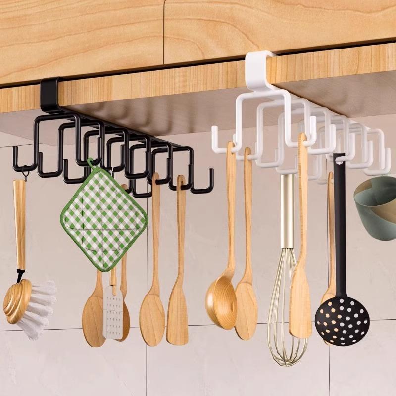 12 Hooks Kitchen Cup Kitchenware Storage Rack Long Row Cap Bag Tie Scarf Organizer Hanger Cupboard Holder Dormitory Rack