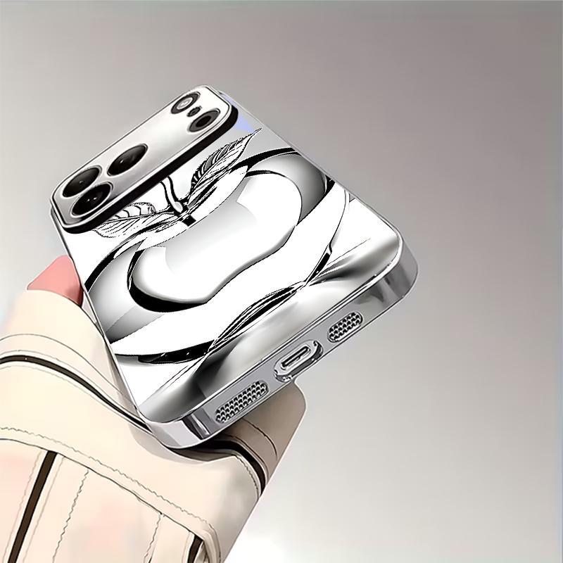 Minimal Line Art Silver Electroplat Silver Phone Case For iPhone 15 17 16 14 13 12 11 Pro Max Plus 16E 17Air 7 8 Xr Glass Cover
