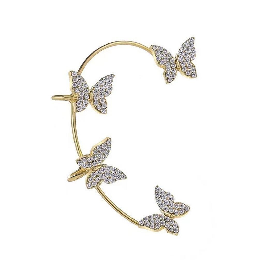Sparkling Diamond Studded Butterfly Ear Clip