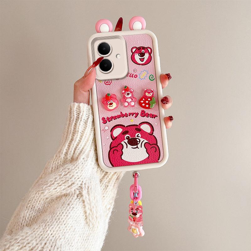 KEYSION Cute Ear 3D Cartoon Case for TECNO Spark Go 2 with Bracelet Soft Silicone Shockproof Phone Cover for Tecno Pop 10