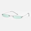 Small Sunglasses Women Men Brand Designer Rimless Narrow Eyewear Luxury Trending Alloy Sun Glasses Streetwear Selfie Artifact