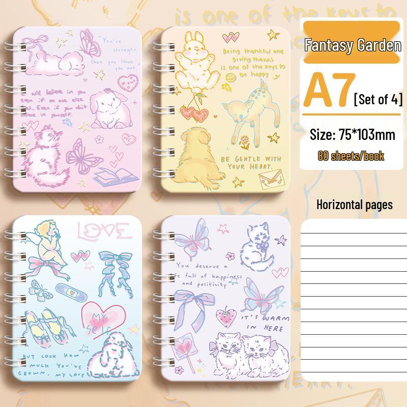 Dreamy Garden A7 Spiral Pocket Notebook - Cute Heart Design for Students