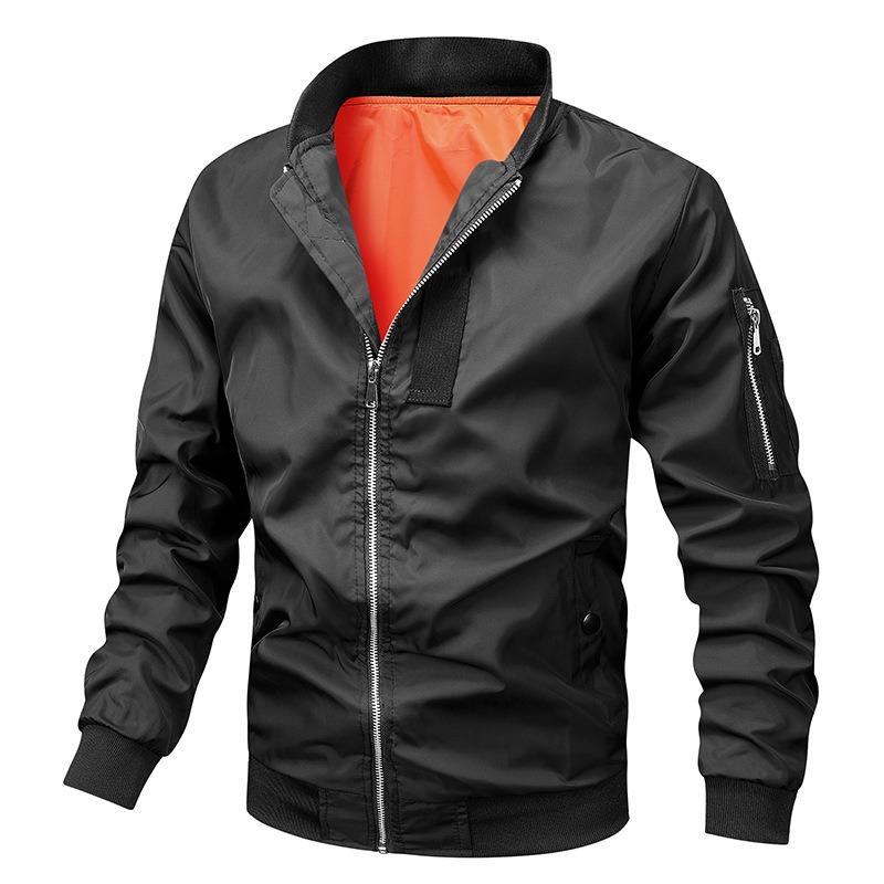 Spring and Autumn Men's Casual Single Jacket Pilot Baseball Clothing Blue Tooling Trend Jacket Military Fan Stand-up Collar Trend Brand