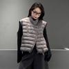 American retro large version  white duck down down vest women, winter fashion design sense oblique zipper ribs vest