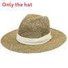 Fashion Woven Straw Hat With Wide Brim And Strap Decoration For Daily Wear