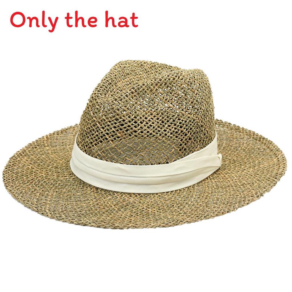Fashion Woven Straw Hat With Wide Brim And Strap Decoration For Daily Wear