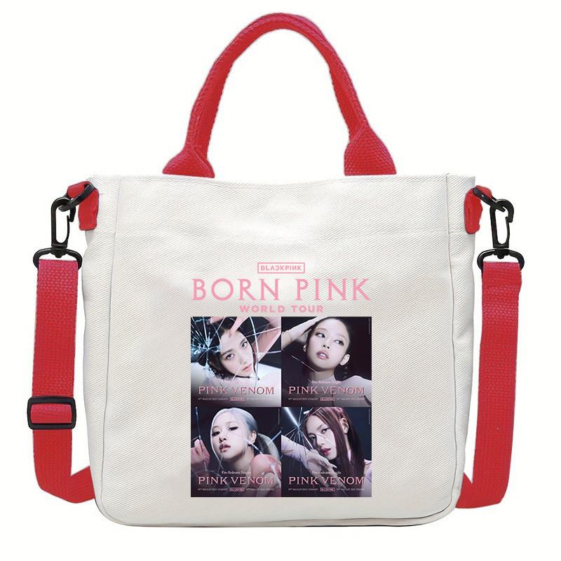 Rose Lisa Jennie Jisoo Printed Crossbody Bag Casual Canvas Shoulder Bags