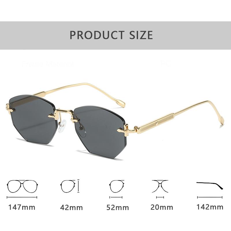Luxury Designer Sunglasses Women Vintage Rimless Small Trendy Shades for Outdoor Travel Party Fashion Brand