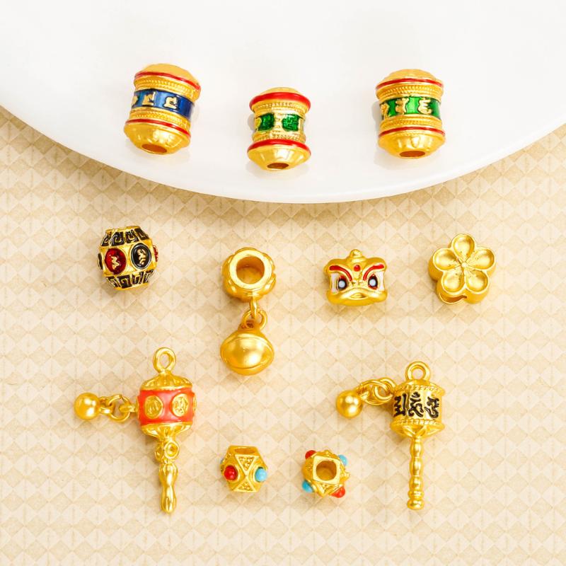 5Pcs Matte Gold Color Brass Special Vintage Style Nepalese Beads Bracelets Spacer Beads Jewelry Making Supplies Diy Accessories