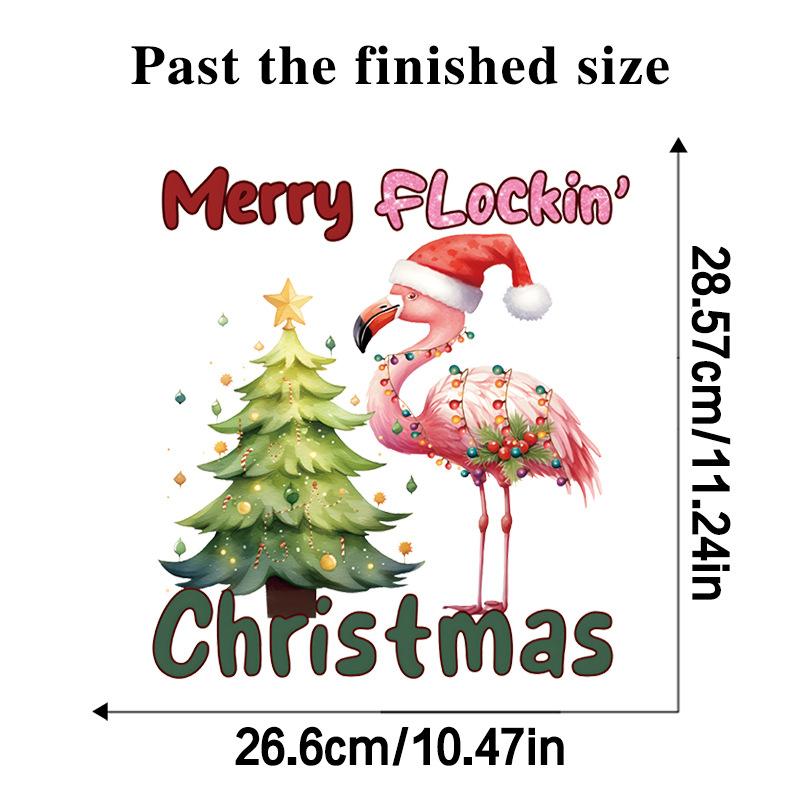 

Мультфильм Санта-Клаус Фламинго Наклейка на стену Веселое рождественское украшение Фреска Фестиваль Домашний декор Самоклеящиеся новогодние наклейки 30x30cm
