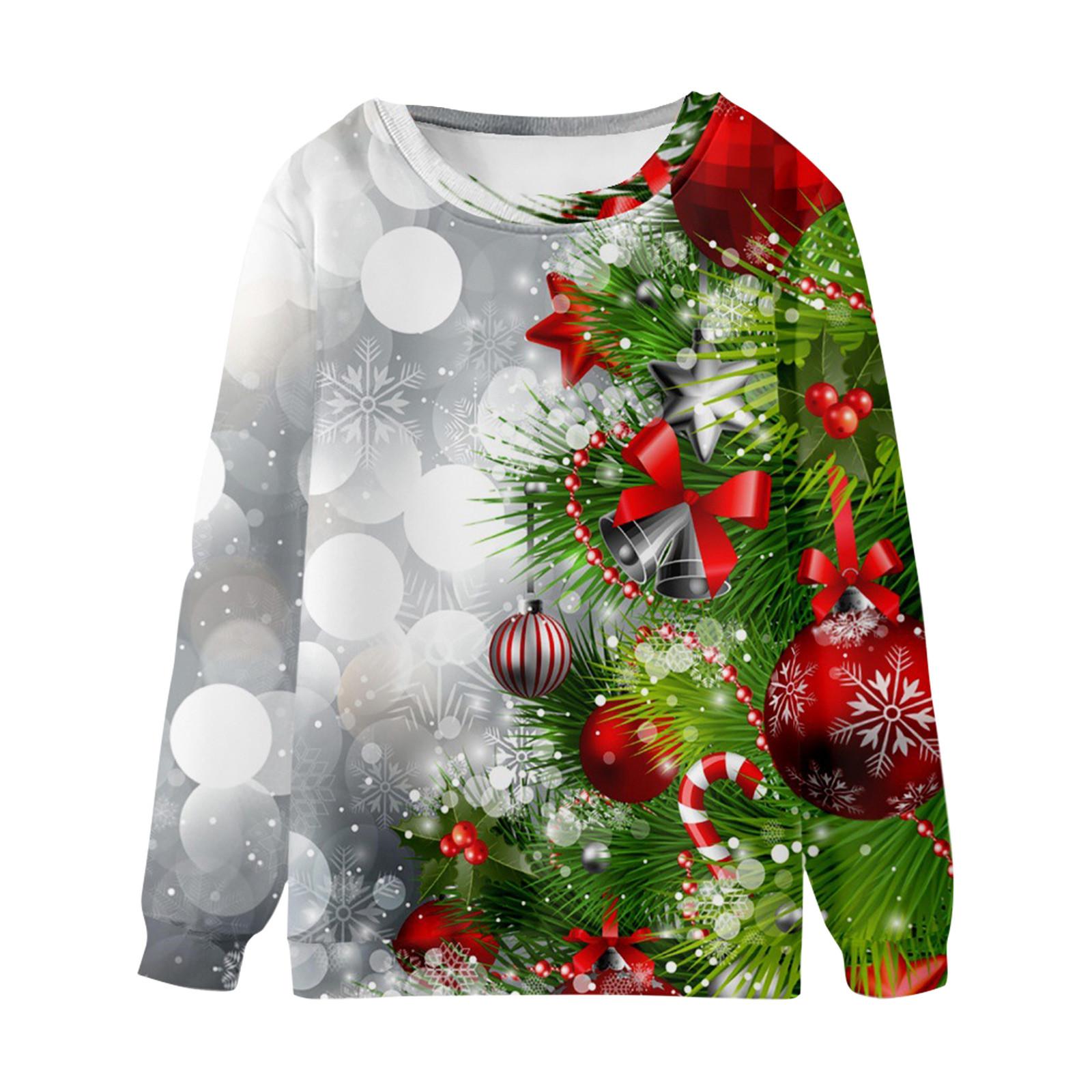 

Christmas Casual Round Collar Sweater Spring And Long Sleeve XXXXL білий
