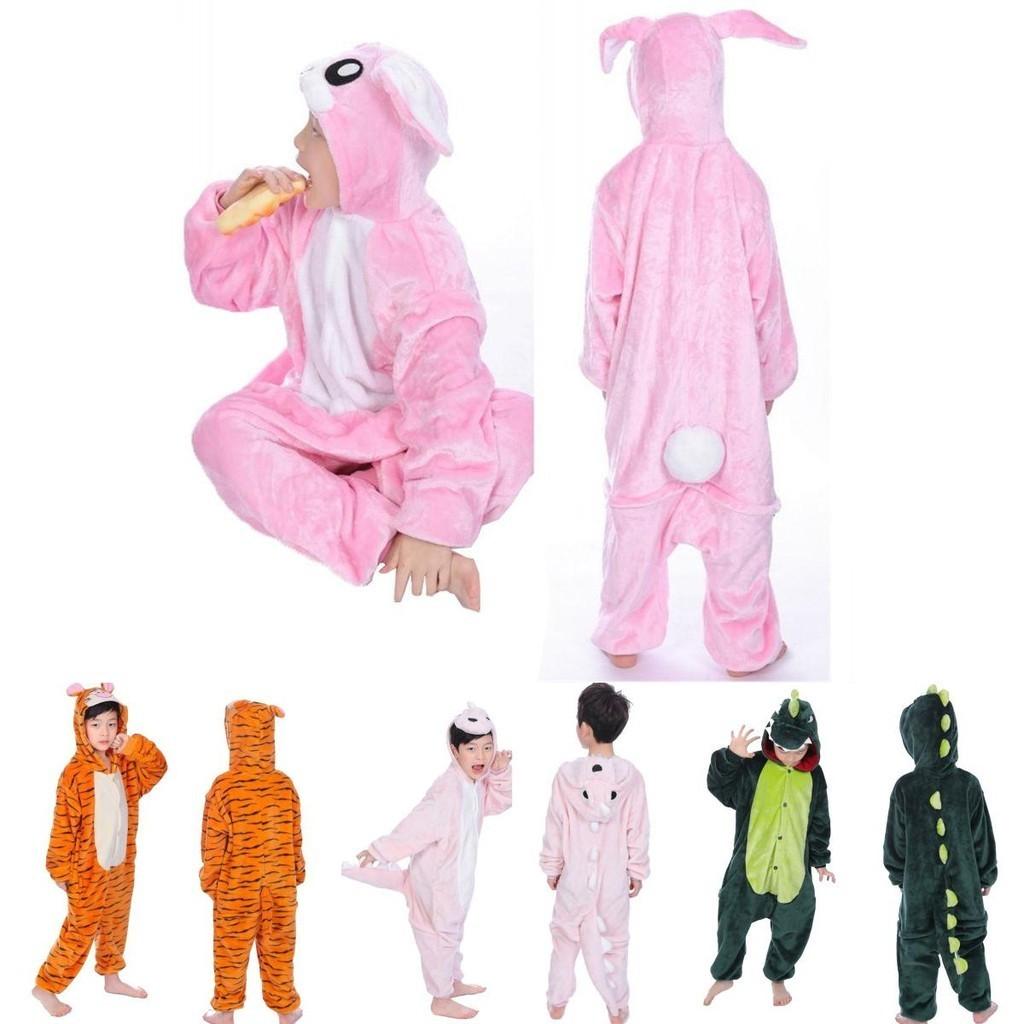Stylish Animal Flannel Onesie Pajamas For Kids Soft Sleepwear Perfect For Home Lounging