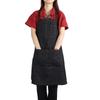 Unisex Džínová pracovní kapsová zástěra pro kreslení Malování Číšník v restauraci Coffee (Černá)