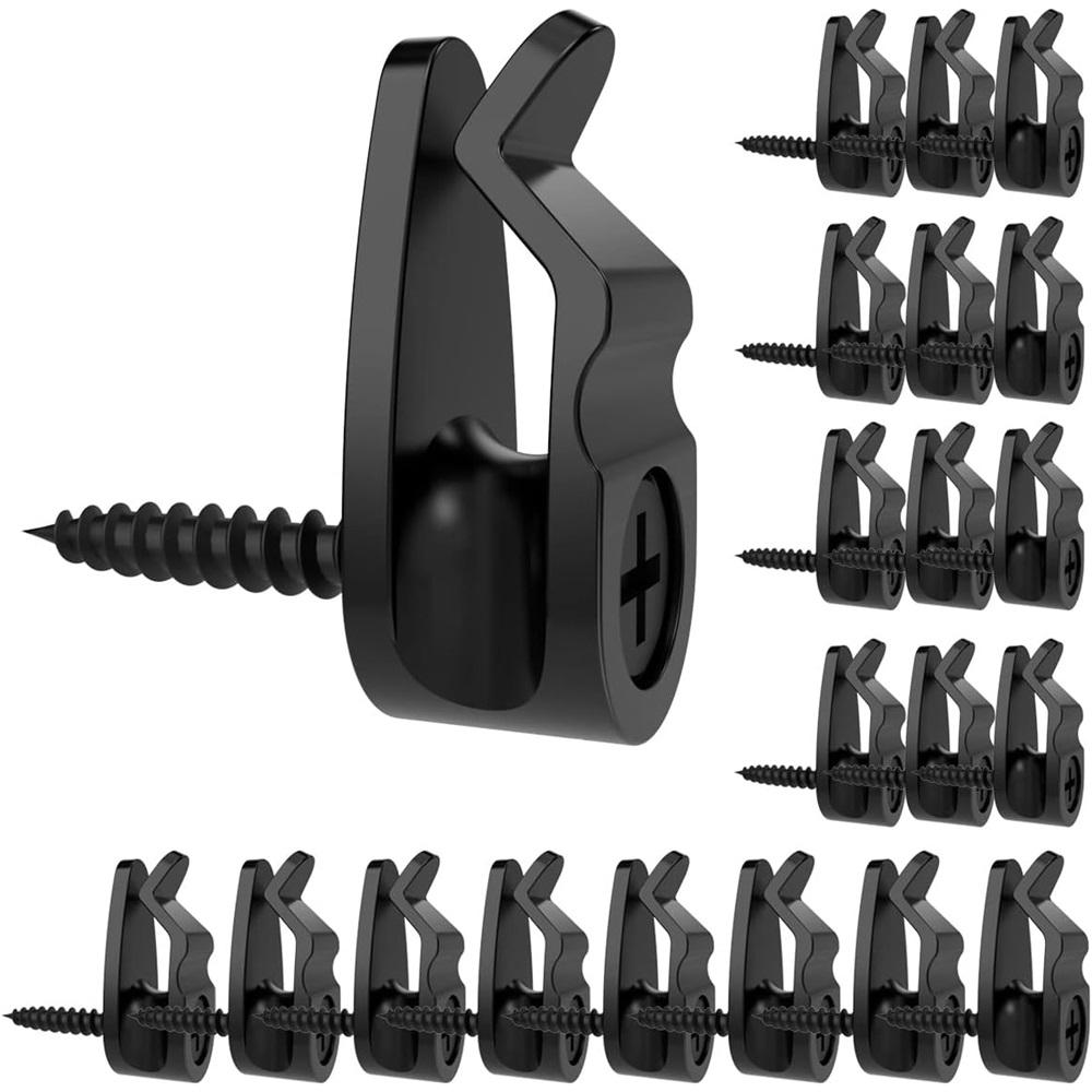 100-Pack String Light Hooks With Screws – White/Black Screw Hooks For Christmas Lights, Fairy Lights – Indoor/Outdoor, 10 Lbs Capacity