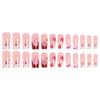 24pcs medium water pipe press on nails with 3D floral design, European & American style false nails for cross-border wholesale.