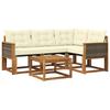 Outdoor Sofa Set with Cushions 5 Pcs Natural and Cream