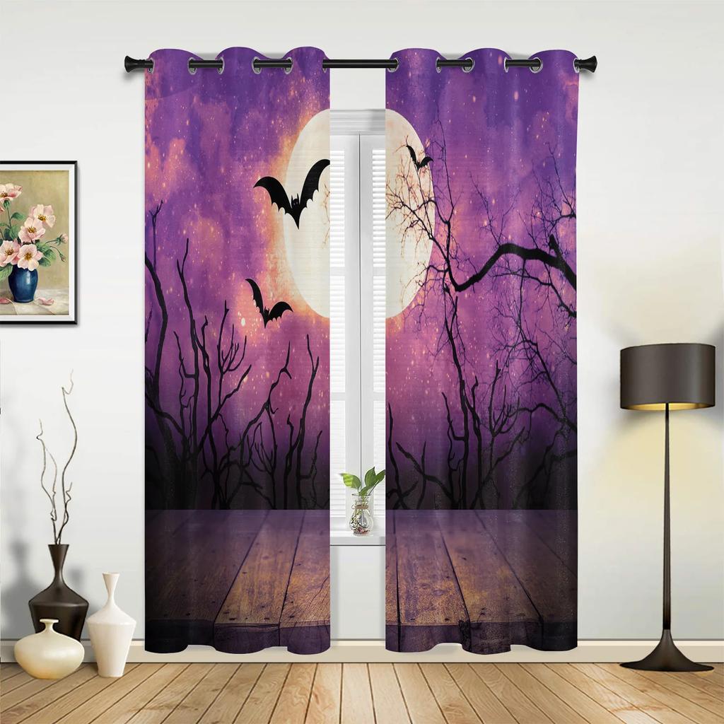 Halloween Architecture Horror Night Curtains Bedroom Living Room Drapes Kitchen Children Window Curtain Home Decor Made Of Polyester Great Treatment