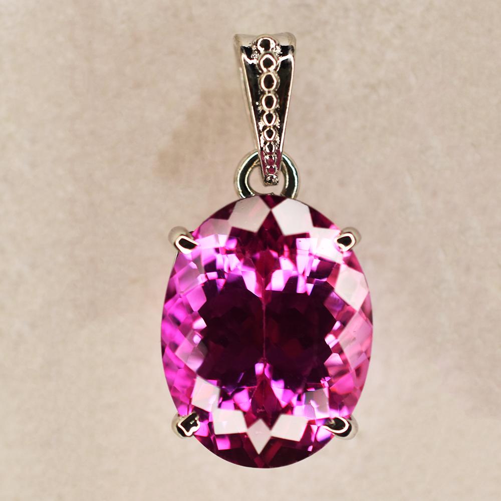 Natürlicher oval geschliffener rosa Rubin Anhänger 925 Sterlingsilber 29 ct Edelstein ZERTIFIZIERT my.pd-21-k