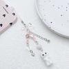 Cute Sweet Bowknot  String Beads Flocking Kitty Key Chains Mobile Phone Pendant for Women Exquisite Cat Jewelry Accessory Gifts