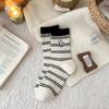Ladies Autumn-winter Thickened Warm Cute Cartoon Embroidered Puppy Striped Wool Mid Tube Socks