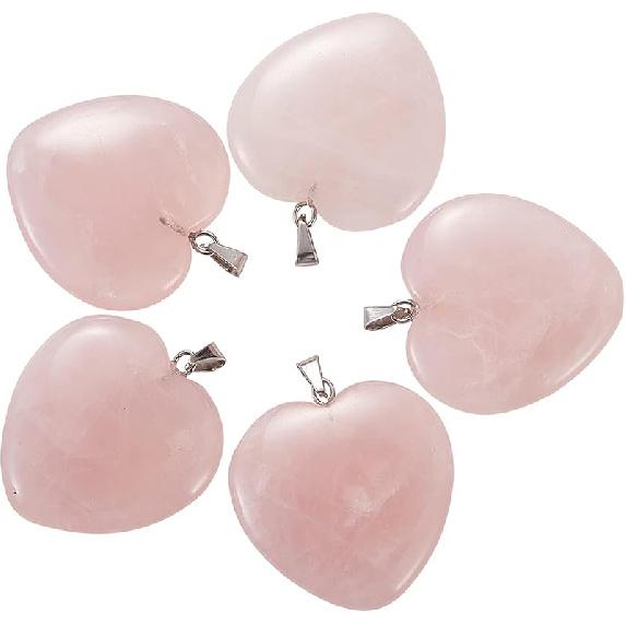 LiQunSweet 10 Pcs Genuine Amethyst Semi-Precious Gemstone Quartz Stone Heart Shape Pendants Bulk for Women Jewelry Necklace Making Findings