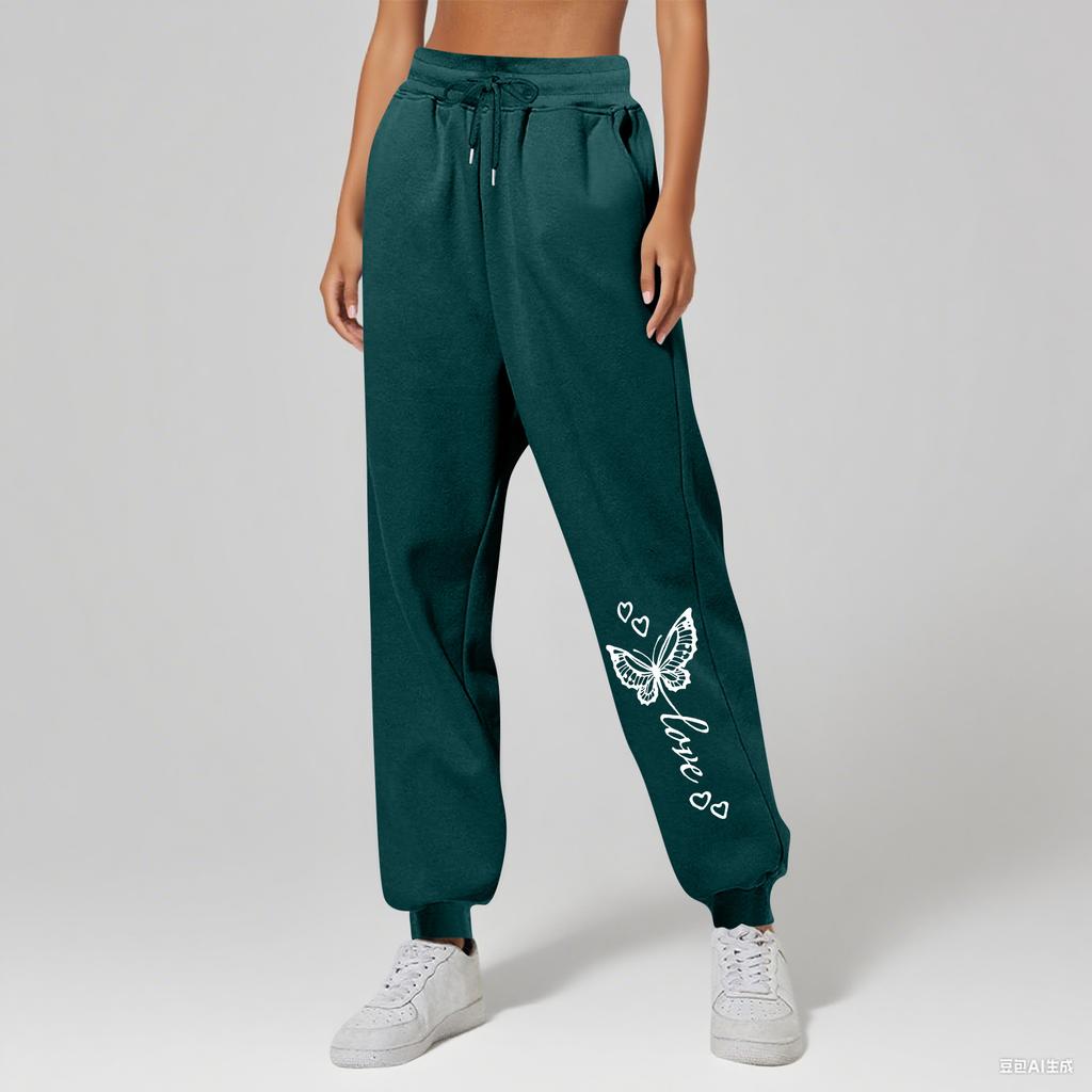 Ladies' Printed Unisex Casual Pocket Drawstring  Pants