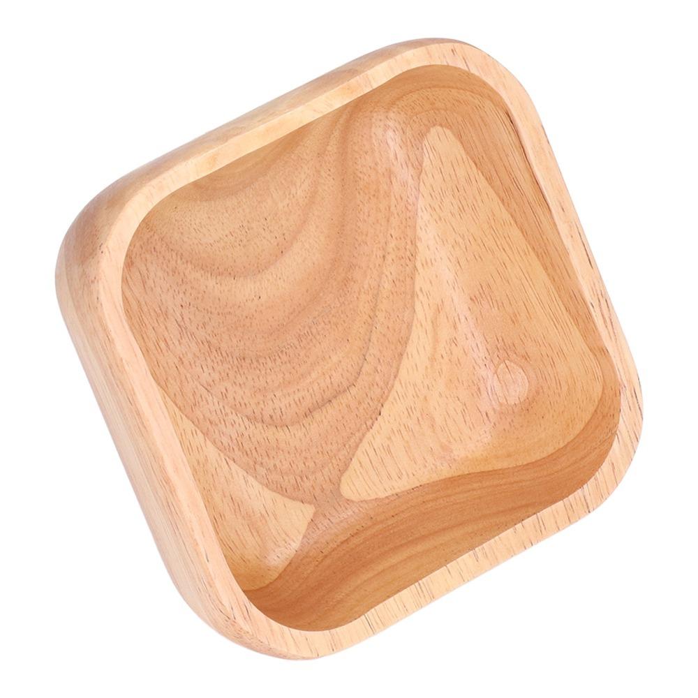 Square Wood Plate Wood Salad Plate Food Grade Safe Pastry Serving Dish Fruit Display