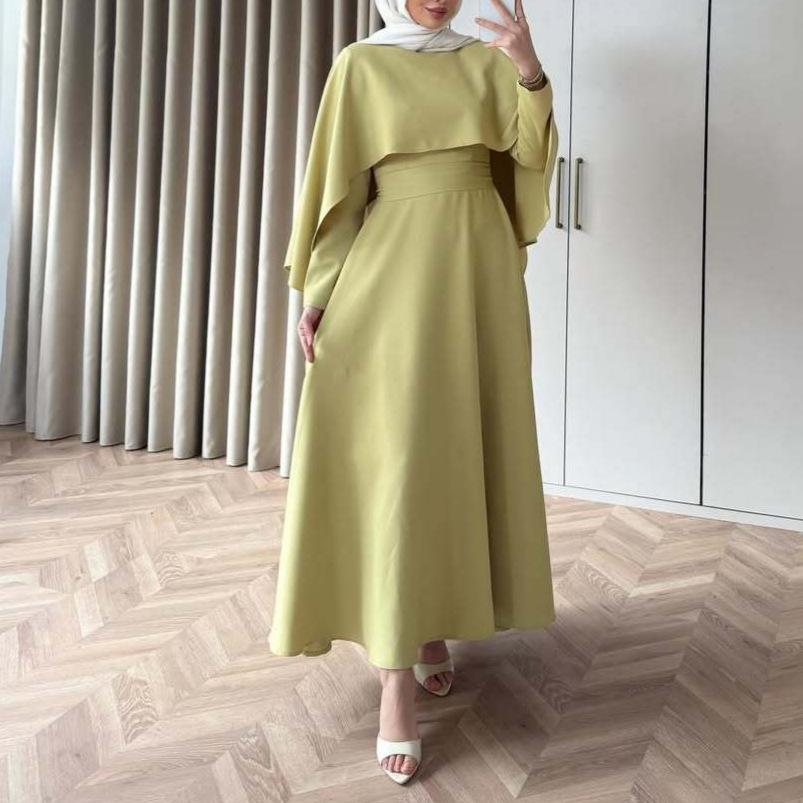 Cross-border Europe, America, Amazon Autumn New Women's Clothing Fashion Temperament Shawl Simple Long-sleeved Long Dress Two Pieces