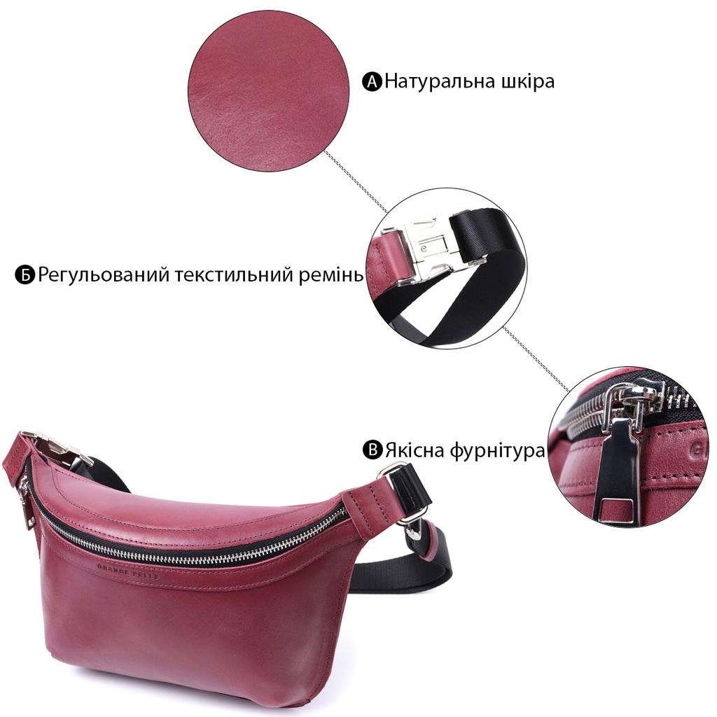 Трендовая бананка для женщин из натуральной кожи GRANDE PELLE Bag 22815 Розовый