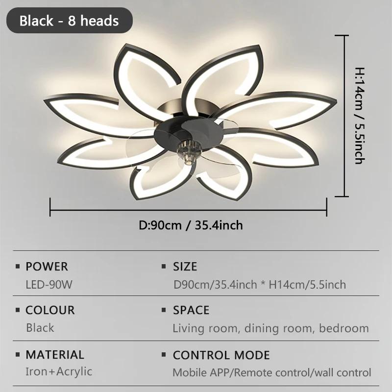 

Современный светодиодный потолочный вентилятор с интеллектуальным приложением, дистанционное управление, затемнение, креативные осветительные приборы, декоративное освещение гостиной 220V