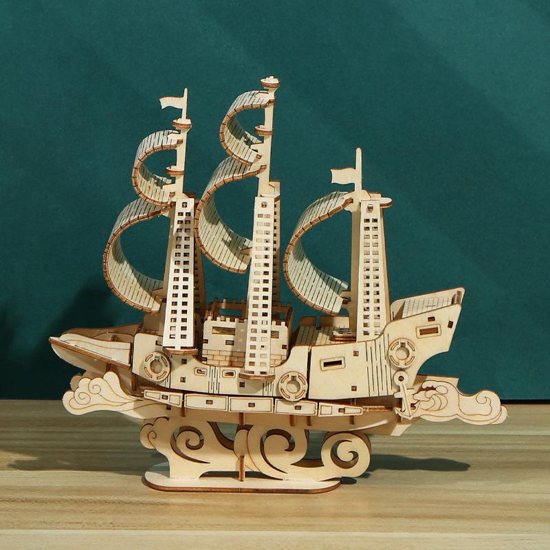 

3D Creative Ocean Sailing Ship Puzzle - Educational DIY Toy for Kids