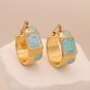 Geometric Irregular Design Statement Earrings, Colorful Stainless Steel Studs, Elegant Ear Jewelry