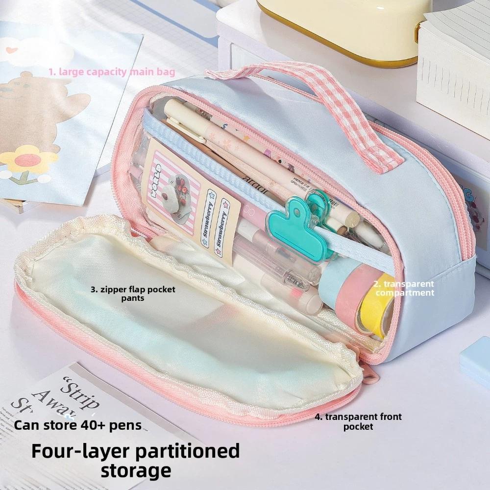 Makeup Bag Transparent Window Pencil Case Pencil Holder Pen Storage Bag  Student