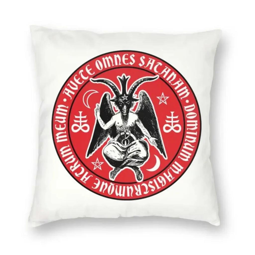 Devil Baphomet Damask Hail Satan Cushion Cover Satanic Leviathan Cross Throw Pillow Case for Sofa Pillowcase Home Decor  40x40cm