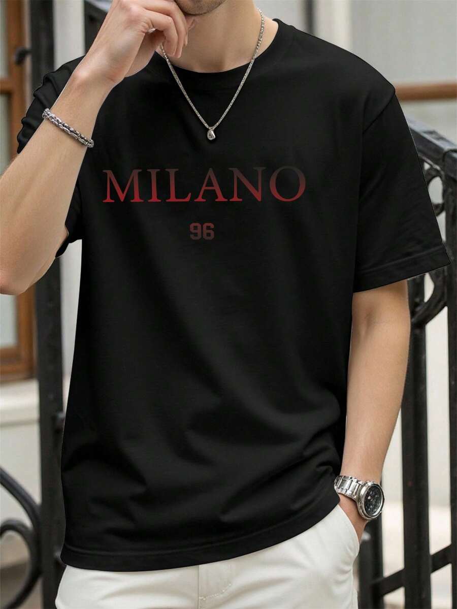 Manfinity Homme Unisex Short Sleeve Casual T-Shirt With Letter Graphic Print S